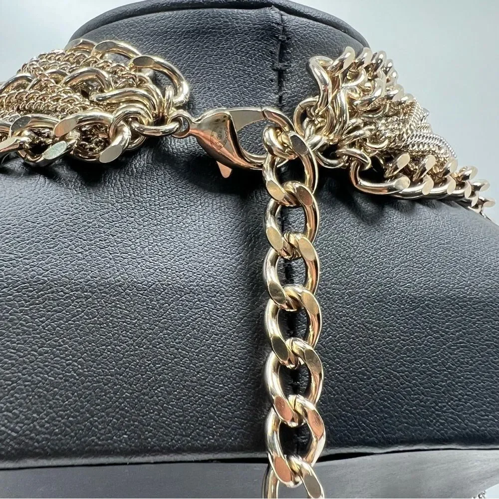 Chanel CC Multilayer  Metal Necklace Choker With Box